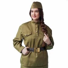 Костюм военный женский, пилотка, гимнастёрка, ремень с бляхой, р. 44-46, рост 164 см