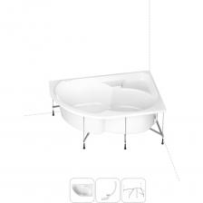 Асимметричная премиум-ванна Grance Hill производится в размере 170*105 см с лево- и правосторонним разворотом. В сочетании с закругленным экраном, изготовленным без швов и стыков, купель с диагональным расположением превращается в стильный акцент, а ее эргономичная форма позволит расположиться с комфортом людям разного телосложения. Широкие бортики — идеальное место для предметов гигиены или же монтажа встраиваемого смесителя. Основа ванн из литьевого акрила — жесткий 4 мм лист полиметилметакрилата (ПММА), который помещают в вакуум-формовочное оборудование и под большим давлением заполняют матрицу будущей ванны. Для максимальной прочности конструкции по всему основанию купели закладывается усиленная плита ДСтП, а внешняя сторона покрывается смесью полимера с отвердителем и ровингом. После отверждения в ванне высверливают отверстия для слива-перелива. Сифон-автомат Useful Extras от Wellsee изготовлен из полипропилена высокой термической стойкости и прочности, неуязвим к воздействию агрессивных химических средств. Самоочищающаяся форма и изгибы сифона препятствуют скоплению грязи внутри обвязки и поддерживают высокую пропускную способность — 50 л/мин. Конструкция ванны предполагает установку на поперечные ножки или усиленный металлический каркас с максимальной нагрузкой до 500 кг и предусматривает дополнительную фиксацию к стене. Наличие регулировок на каждой ножке и распорках обеспечивает удобство установки на различных поверхностях.