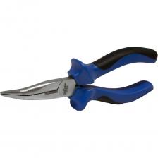 Промлайн Длинногубцы изогнутые 160мм с двухкомпонентными рук. Cr-v, ПЛ01306160_z024-ручной инструмент, предназначенный для ремонтных работ. Рабочая часть оснащена заостренными кромками для резки плоских предметов. За счет изогнутых губок можно производить работу в труднодоступных местах. Длинногубцы выполнены из качественной стали.