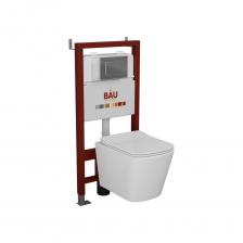 Комплект BAU 6 в 1: инсталляция BAU PRO, унитаз подвесной безободковый Bau Stil 51x35, сиденье дюропласт микролифт, клавиша BAU Stil, хром. Рамная инсталляция BAU PRO для подвесного унитаза. Крепится в капитальную стену и пол. Подвод воды сверху. Диаметр слива: 10 см. Гарантия на инсталляцию 10 лет. Клавиша изготовлена из пластика и имеет глянцевый серебристый цвет.