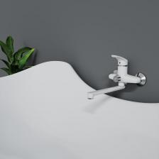 Смеситель для ванной настенный c длинным изливом, Тип 3, ABS-пластик CAPEL Материал: ABS-пластик Поверхность: глянцевая Аэратор: пластиковый Крепление: на стену Входы: 1 дюйм Длина излива: 320 мм Межцентровое расстояние входов: 150 мм Назначение: для ванной Механизм: Рычажный Размеры изделия (ШxГxВ): 185х380х175 мм  Монтаж смесителя должен производиться квалифицированным специалистом или уполномоченной организацией. Затяжку всех гаек следует производить ключом с мягкими прокладками или губками, избегая механического повреждения пластиковых частей смесителя. Перед установкой смесителя необходимо промыть трубопровод проточной водой от механических примесей и посторонних предметов в течении 1 минуты. Подключение к водопроводной сети следует осуществлять через фильтры (не более 100 микрон), исключающие попадание механических примесей (абразивных частиц) внутрь изделия. При давлении в водопроводе свыше 5 атмосфер рекомендуется установка редуктора для снижения давления. Установка на раковину производится с помощью специальной гайки и уплотнителей. Вам потребуется сантехническая ФУМ лента. ВАЖНО! Не используйте абразивные чистящие средства, а также средства, содержащие хлор или отбеливатели, так как они могут повредить поверхность пластика и привести к его обесцвечиванию. Используйте мыльный раствор или мягкие моющие средства, изопропиловый спирт.