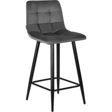 Стул полубарный DOBRIN OLIVIA (черные матовые ножки, темно-серый велюр (108-91)) Dobrin