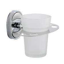 Стакан для ванной РМС с держателем стекло матовый/металл белый (A6020-1)