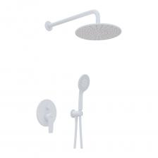 Душевой набор CEZARES со смесителем с верхним и ручным душем, верхний душ из стены 25 см, верхняя лейка металл, белый матовый NAUTIC-DSIP-BIO