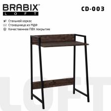 Стол письменный BRABIX LOFT CD-003 на металлокаркасе, 640х420х840 мм, цвет морёный дуб