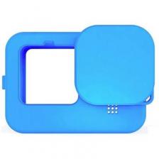 Чехол силиконовый для GoPro Hero 9/10/11/12 Blue с крышкой для объектива