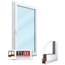 Пластиковое окно ПВХ Bautex высота 1000 х ширина 550, одностворчатое поворотно-откидное, однокамерный стеклопакет, белое