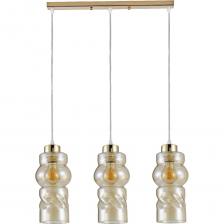 Подвесной светильник ЭкономСвет 30115/3GD AMB представляет собой элегантное решение для освещения интерьера. Он оснащен тремя лампами с цоколем E27, что позволяет использовать как лампы накаливания, так и светодиодные лампы, обеспечивая гибкость в выборе источника света. Мощность каждой лампочки составляет 40 Вт, что в сумме дает 120 Вт, обеспечивая достаточное освещение для большинства помещений. Светильник выполнен в золотом цвете с глянцевой поверхностью, что придает ему стильный и современный вид. Плафоны из тонированного янтарного стекла направлены вниз, создавая приятное и мягкое освещение. Конструкция крепится на планку, что обеспечивает надежность и простоту установки. Светильник имеет защиту от пыли и влаги уровня IP20, что делает его подходящим для использования в жилых помещениях.