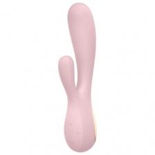 Satisfyer Розовый вибратор-кролик с управлением через приложение - 20,4 см, силикон, розовый