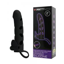 Вибронасадка на пенис черная Preetty Love 6" BI-026215