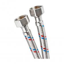 Шланг: EPDM (вулканизированная резина). Оплетка: нить из нержавеющей стали AISI-301. Толщина нити оплётки: плотность 0,16 мм. Гильза обжимная: нержавеющая сталь AISI-301. Прокладка: EPDM (вулканизированная резина). Ниппель: латунь. Гайка, штуцер: нержавеющая сталь AISI-301. Применяется для подключения сантехнического оборудования в водоснабжении и отоплении к системе водопровода с периодическим потоком воды: соединения основной линии с потребителем присоединения смесителей душевых кабин счетчиков воды фильтров, стиральных и посудомоечных машин кофеварок водонагревателей насосов, имеющих периодический проток воды.