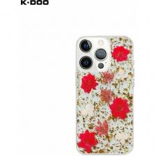 Чехол K-DOO Flowers iPhone 14 Pro, красный