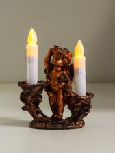 Подсвечник на 2 свечи TAKE IT EASY «Ангелочек смотрит», полистоун, 11x5.5x12 см