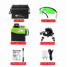 KaiTian Nivel лазерный уровень 360 зеленый 12 линий самовыравнивающийся профессиональный горизонтальный и вертикальный луч перекрестный лазерный уровень аккумуляторные инструменты