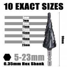 Ступенчатое сверло Veater HSS M35 TiAlN 1/4", 4-32 мм