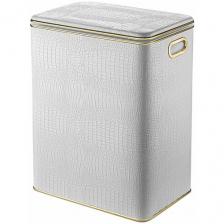 Корзина для белья Geralis KWG-S CROCO белая, кант золото, большая