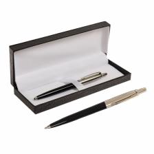 Ручка подарочная шариковая Calligrata, в кожзам футляре ПБ J, автоматическая, корпус чёрный/серебро