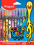 Фломастеры Maped COLOR PEPS Monster, 12 цветов, смываемые, вентилируемый колпачок, (845400)
