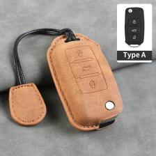 Для VW Volkswagen Polo Golf Passat Beetle Tiguan Skoda Octavia Kodiaq Seat Leon Altea кожаный чехол для ключей без ключа автомобиля
