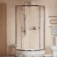 Душевой уголок с поддоном Homsly, хром, полукруглый 100*100 см, коллекция Basic, 4H-018-CR10-BSC