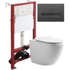 Подвесной безободковый унитаз с инсталляцией и кнопкой смыва от немецкого бренда Orange - функциональное и эргономичное решение. Материал унитаза санфарфор отличается беспористой структурой, высокой прочностью и стойкостью к появлению пятен, что позволит сохранить первоначальный вид изделия на долгие годы использования, гарантия от производителя 25 лет. Обтекаемая форма корпуса не позволяет скапливаться пыли. Мощный каскадный смыв - подарит комфорт при эксплуатации. Безободковая модель - отсутствие недоступных областей для уборки обеспечит простой уход и отсутствие посторонних запахов. В комплекте быстросъемная крышка-сиденье с функцией плавного закрывания Soft-close, сиденье изготовлено из прочного материала - дюропласта, петли крышки-сиденья из нержавеющей стали. Скрытая система монтажа, цвет глянцевый белый. Инсталляция обеспечит минимальный уровень шума и максимальный уровень комфорта при эксплуатации. В комплект входят все необходимые крепления. Максимально допустимая нагрузка 400 кг. Объем смыва 3 и 6 литра позволяет экономить воду, снижая ее расход. Ширина рамы - 500 мм, глубина - 145/165 мм, высота - 1125/1325 мм. Материал - сталь. Кнопка смыва с механическим управлением отличается современным дизайном и гармонично дополнит интерьер.