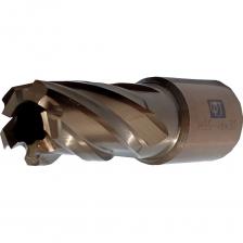 Сверло корончатое 18 мм ФТ 131018 предназначено для сверления отверстий в стали и цветных металлах. Сверло удаляет материал по периферии отверстия, оставляя материал в центре (который при сверлении насквозь удаляется в виде «пробки»).Применяется на магнитных сверлильных станках. Имеет хвостовик Weldon 19. Корончатое сверло удаляет материал только по периферии отверстия, а не из всего отверстия, как обычные спиральные свёрла.Несмотря на то, что некоторые используют корончатые свёрла на обычных сверлильных станках, такое использование не рекомендуется — частота вращения у обычных сверлильных станков слишком высокая, что может повести к поломке или порче инструмента.