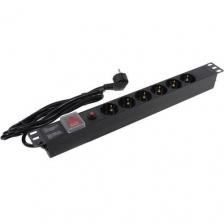 EXEGATE Блок розеток ServerPro PDU-19H606 Al-6S-EU2-SW-O, 19",1U,алюм, 6Sch, евровилка,2м,защ перегр [EX280831RUS]
