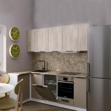 Кухонный гарнитур угловой «Альба прайм - 2», 1100x2000 мм, цвет дуб браун/мокко/аламбра тёмная