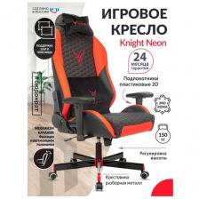 Компьютерное кресло Бюрократ Knight Neon игровое, обивка: искусственная кожа, цвет: черный/красный