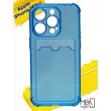 Чехол для карты на Apple iPhone 14 Pro / чехол на айфон 14 про с усиленными углами прозрачный синий
