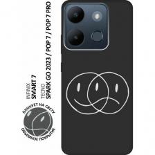 Матовый чехол Two Faces W для Infinix Smart 7 / Tecno Spark Go 2023 / Pop 7 / Pop 7 Pro / Инфиникс Смарт 7 / Текно Спарк Го 2023 с 3D эффектом черный