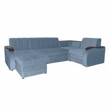 Диван п - образный«Лео», механизм дельфин, обивка велюр, синий