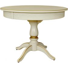 Стол вставка-бабочка обеденный Моро 04 раздвижной слоновая кость/золото 100/140*100 Mebelik (круглая столешница, 4 ножки)