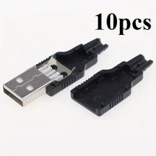10 шт. USB-разъемы типа A «папа-мама» 4-контактная розетка с черной крышкой, наборы «сделай сам»