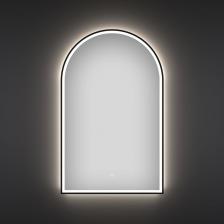 Арочное зеркало Настенное зеркало для ванной и прихожей с подсветкой для макияжа Wellsee 7 Rays' Spectrum полукруглое, 60 х 90 см, с тонким черным матовым контуром 172201740