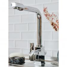 Корпус латунь хром, цинковые ручки в цвет корпуса, картридж керамический Wanhai 35 мм, дивертор латунный с керамическими дисками для включения фильтрованной воды, излив из нержавеющей стали 2в1 для обычной и отфильтрованной воды с аэраторами abs в цвет корпуса, гибкая подводка из нержавеющей стали 2шт по 50см и 1шт 25см, крепеж-гайка нерж.сталь+ латунь