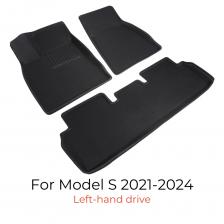 3D коврики для пола Tesla Model S 2021 2022 2023, всепогодные противоскользящие водонепроницаемые напольные вкладыши для модели S, длинный диапазон, в клетку