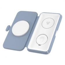 Беспроводное зарядное устройство LYAMBDA 3 в 1, с технологией MagSafe для iPhone, AirPods и Apple Watch Blue (LMS301_BL)