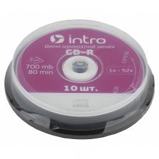 COMPCDR Диски оптические Intro COMPCDR СD-R 52X 700MB Cakebox комплект 10 штук, цена за 1 шт