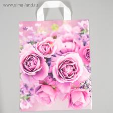 Пакет «Нежные розы», полиэтиленовый с петлевой ручкой, 35x28 см, 55 мкм