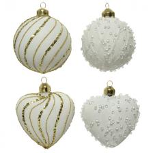 подвеска Новогодняя 8см стекло белая в асс-те