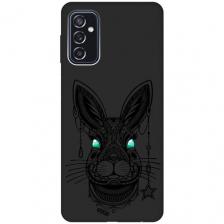 Матовый Soft Touch силиконовый чехол на Samsung Galaxy M52 5G, Самсунг М52 с 3D принтом "Grand Rabbit" черный