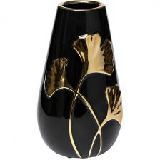 Ваза керамич. черная с золотом "Гинкго" d14х24,5 см Garda Decor 18H2817-20