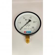 Для измерения давления газообразных и жидких, не сильно вязких и не кристаллизирующихся сред, не агрессивных по отношению к медным сплавам (вода, пар, газ, масло, керосин, бензин, дизельное топливо). Измерительный механизм и штуцер - из латуни ЛС59. Корпус - окрашенная сталь. Приборное стекло. Межповерочный интервал 2 года. Возможность настройки при проведении периодической поверки