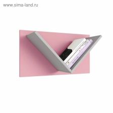 Полка настенная для детской Polini kids Mirum 5Y, 600x260x330 мм, цвет серый/розовый