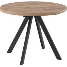 Стол вставка-бабочка МАМАДОМА Рондо М D100, Дуб Веллингтон/черный (круглая столешница, 4 ножки)