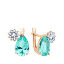 Золотые серьги с турмалинами и фианитами