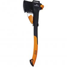 Топор Квалитет Универсал 1,4 кг ТУ-1400 — это мощный и надёжный инструмент, который предназначен для выполнения сложных задач по рубке и колке древесины.Благодаря весу в 1,4 кг, он обеспечивает сильный удар, что позволяет легко работать с толстыми брёвнами и твёрдыми породами дерева.Основное преимущество этого топора — это оптимальное сочетание веса и мощности, что делает его идеальным выбором для серьёзной работы по заготовке дров и строительству.Кованая головка топора изготовлена из высококачественной инструментальной стали, что обеспечивает исключительную прочность и долговечность. Лезвие закалено и долго остаётся острым, легко затачивается, что гарантирует эффективную рубку даже при интенсивном использовании.Особая форма лезвия оптимизирована для раскалывания брёвен, что снижает риск заклинивания и повышает производительность.Эргономичная рукоятка из фибергласа с резиновым покрытием обеспечивает удобный и надёжный захват, снижая усталость при длительной работе. Удобная форма рукоятки способствует эффективной передаче усилия при ударе, повышая производительность.Топор Квалитет Универсал ТУ-1400 — это незаменимый инструмент для профессиональных лесорубов, строителей и владельцев загородных домов, которым нужен мощный и надёжный топор для тяжёлой работы. Его прочная конструкция, острое лезвие и удобная рукоятка обеспечивают высокую производительность и безопасность при выполнении самых сложных задач. Это инвестиция в инструмент, который прослужит долгие годы.