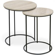 Столик журнальный дуб беленый/черный муар Sheffilton SHT-CT7 5478988801 (круглая столешница, О-образная опора)