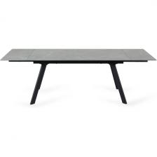 Раскладной обеденный стол с боковыми вставками Bronte ОГОГО Обстановочка (Керамика/Серый, Черный) 926793 (прямоугольная столешница, 4 ножки) ОГОГО Обстановочка!